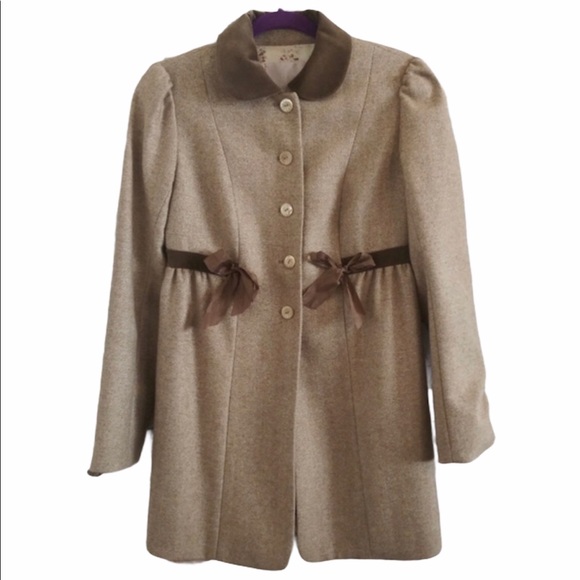 REBECCA TAYLOR Herringbone Wool Blend Jacket 12